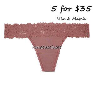 Aerie Women's Bluegrass Lace Shine Thong Panty NWT